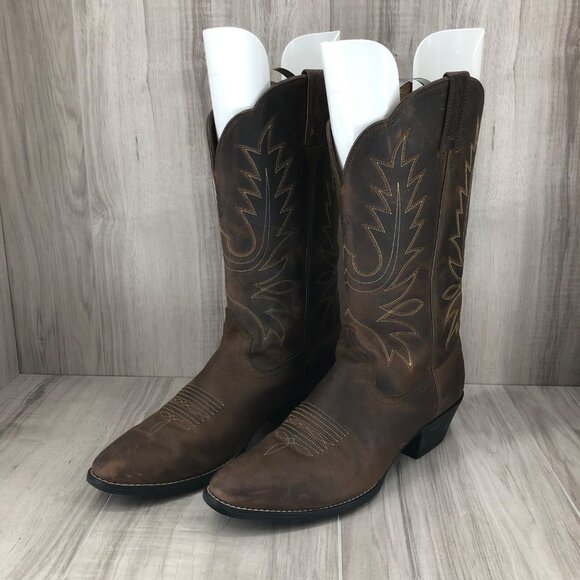 Ariat Boots Womens 9.5B Heritage Brown Leather Pull On Cowboy Western - Picture 4 of 10